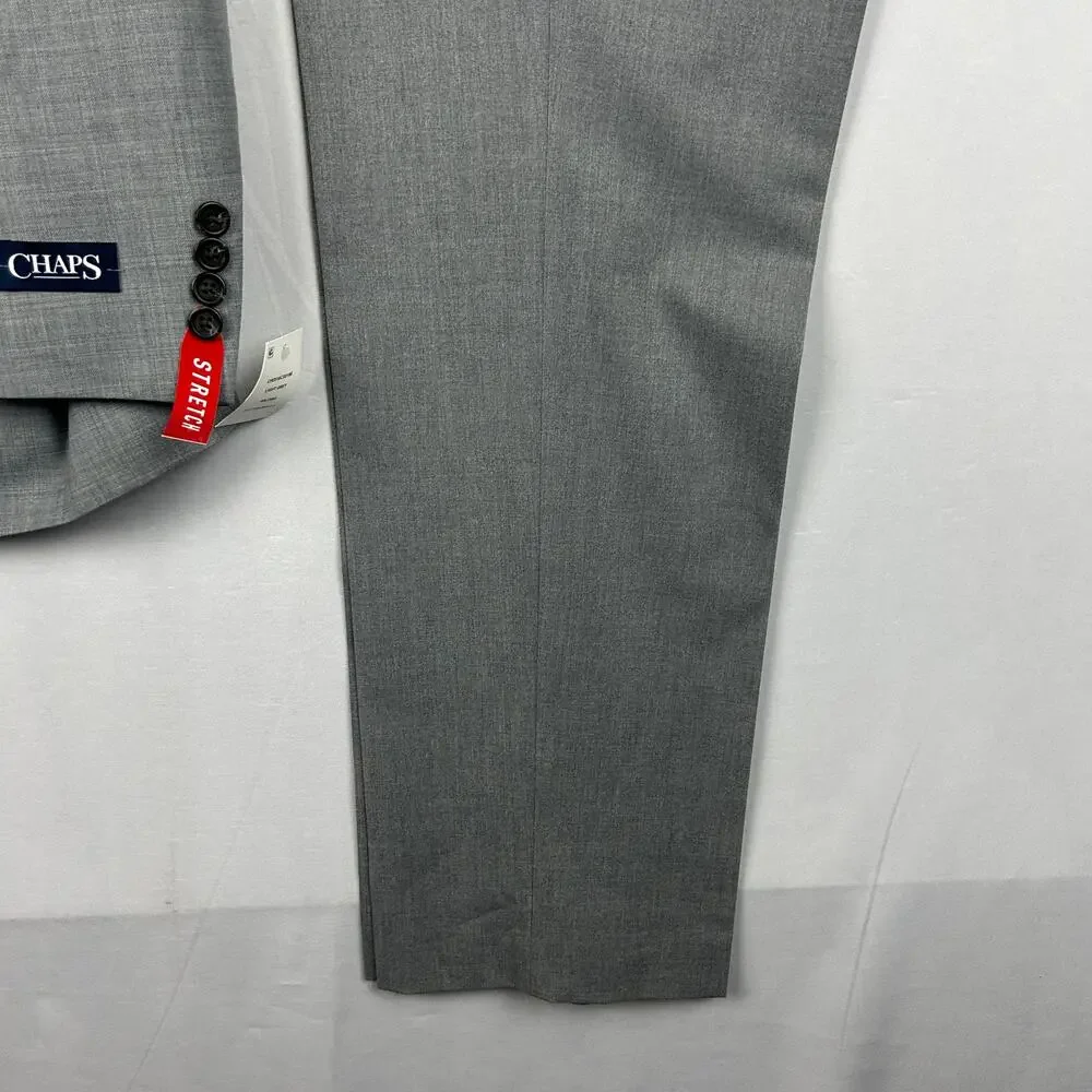 Chaps Performance Suit Wool Blend Jacket and Pants Light Grey Size 48L 38x34